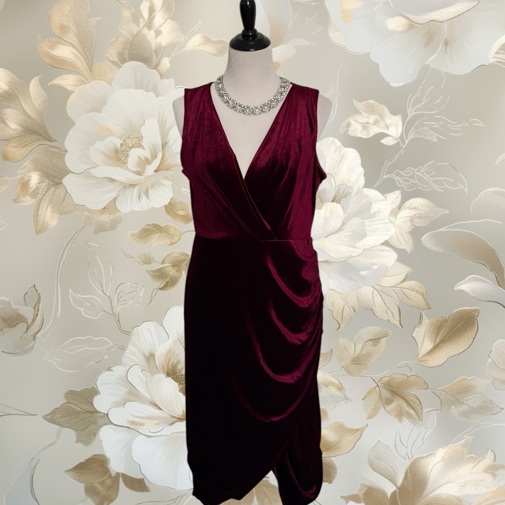 Red Asymmetrical Ruched Sheath Dress